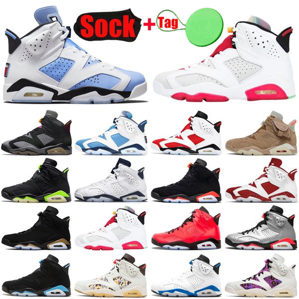 

unc 6 6s men basketball shoes jumpman bordeaux electric green british khaki carmine hare midnight navy red oreo sports sneakers mens trainer, White;red