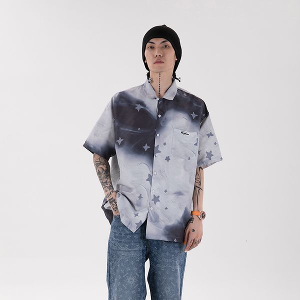 

new street stars summer shirts men and women lapel short sleeve shirt harajuku 2021spring ymwk, White;black