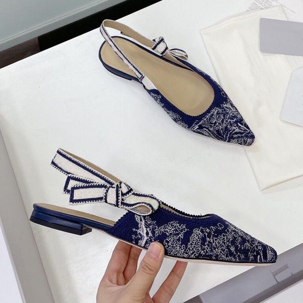 

summer ladies sandals fashion embroidery designer flat shoes bowknot elegant pointed little fragrant skirt fairy office, Black