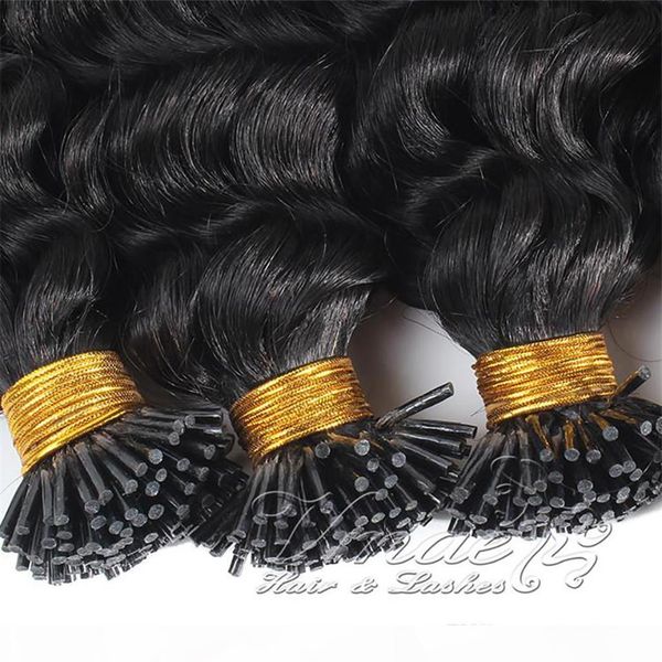 

brazilian burmese natural color afro kinky curly 4b 4c 3b 3c pre bonded keratin fusion i tip raw virgin remy human hair extensions, Black
