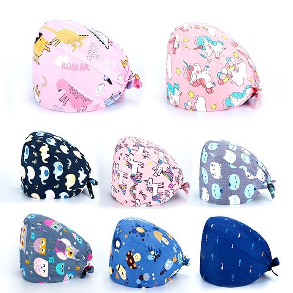 

Wholesale Unisex Cotton Adjustable Pet Work Hats Dust Cap Nursing Cap Elastic Beauty Hats Beauty Salon Baotou Hat Pet Scrubs New