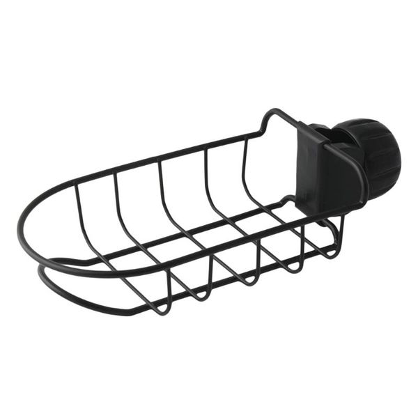 

bathroom shelves 1pc adjustable faucet clip storage rack draining shelf sponge organizer dishcloth holder (black)