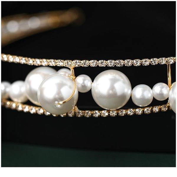 

new wedding pearl headband hair accessories rhinestone handmade headdress ladies prom headband bride tiara hair jllviu, Silver