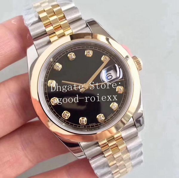 

watches for men automatic cal.3235 eta wimbledon watch men's 904l steel 2 tone yellow gold jubilee bracelet 126303 date smooth beze cho, Slivery;brown
