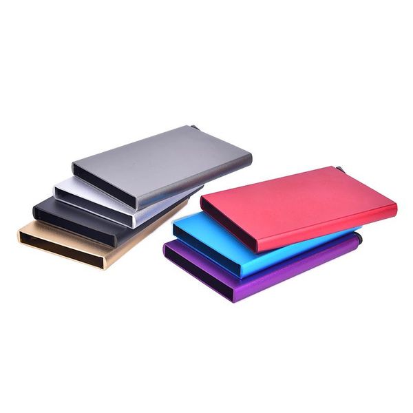 

card holders metal women men business holder creative aluminum box credit case wallet multicolor bag, Brown;gray