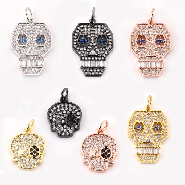 

charm charms for jewelry making supplies gold gothic skull diy earring bracelet necklace copper cz zircon accessories, Bronze;silver