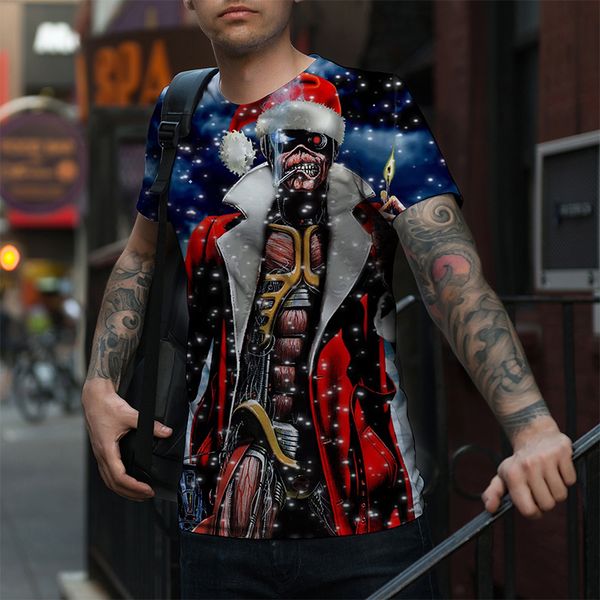 

men's skull santa claus pattern 3d printing fashion christmas short-sleeved breathable daily street shooting party travel vacation, White;black