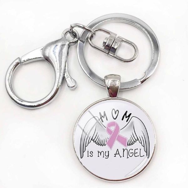 

keychains pink ribbon keychain caring for breast cancer charitable activities bag accessories car pendant gift keyring jewelry, Silver