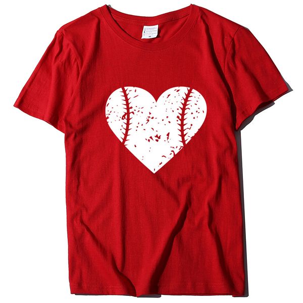 T-shirt con stampa modello baseball amore femminile in puro cotone T-shirt nuova stile casual da donna bianca 210302