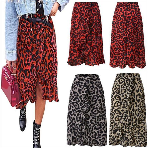 

summer lace up fashion women skirt high waist loose slim long wrap ladies leopard beach clothing female, Black