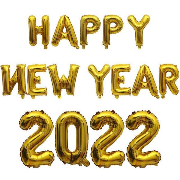 

party decoration 14pcs 16inch rose gold number "2022" balloon foil baloons celebration merry christmas happy year decorations supp