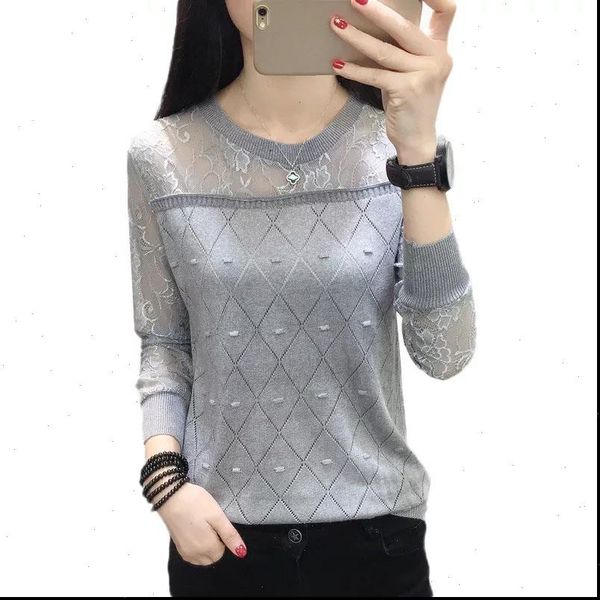 

ladies patchwork autumn lace patchwork shirt long sleeve printing pink white tee shirt femme korean woman clothes df2383