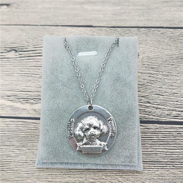 

pendant necklaces elfin vintage retro poodle necklace women pet dog jewelry, Silver
