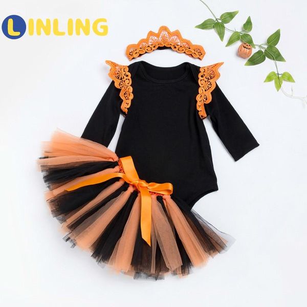 

linling 2021 summer autumn children's dress girls' halloween handmade skirt three piece skirt suit p703, White