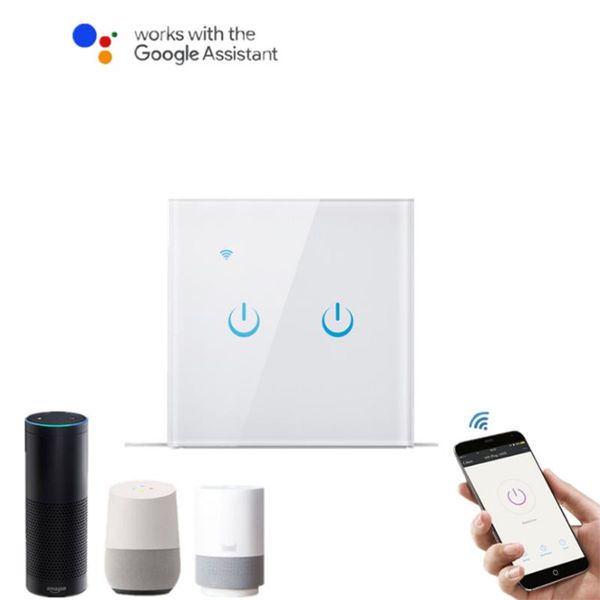 

smart home control wifi light switch wireless button wall remote with alexa googlehome 1/2/3gang american standard white
