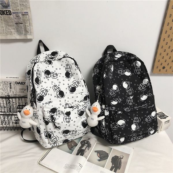 

backpack women's nylon backpack, school bag with a cartoon pendant, fashion bag, female, character, waterproof qaet