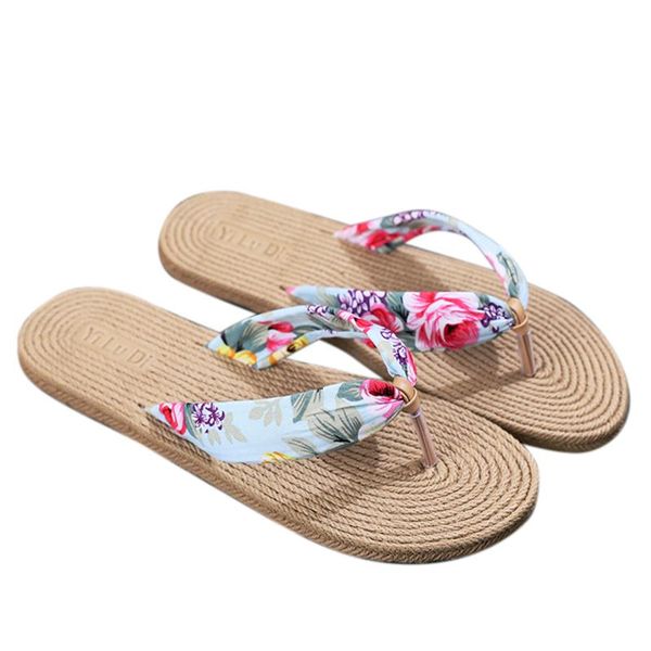 

flowers print women summer fashion concise anti-slip wear-resistance pattern sweet flip flops, Black