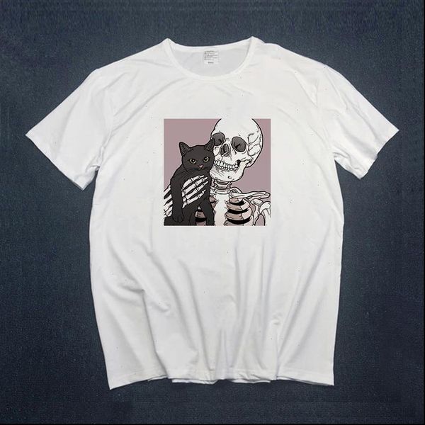

2021 horro skull and cute women t shirt short sleeve harajuku female cartoon tee shirts ullzang femme top, White