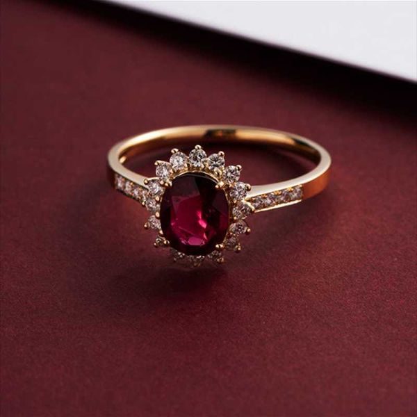 

wedding rings aesthetic korean fashion created ruby red sunflower for women 14k gold plated s925 sterling silver jewelry accessories, Slivery;golden