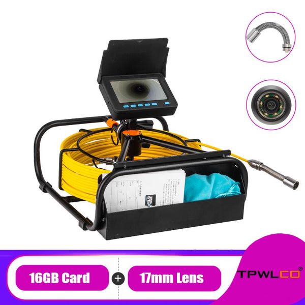 

cameras 10/20/30/40/50m cable industrial pipeline camera 17mm head 4.3" lcd drain pipe endoscope video inspection system