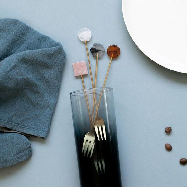 

forks geometric long handle 304 stainless steel dinner fork household cake western