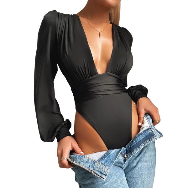 

bodysuit new women 2021 spring summer red black white fashion bodysuits body femme b123, Gray