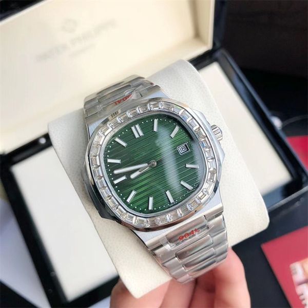 

men's diamond ring watch, three needle design, fully automatic mechanical movement, 316 fine steel shell, with mineral super mirror, si, Slivery;brown