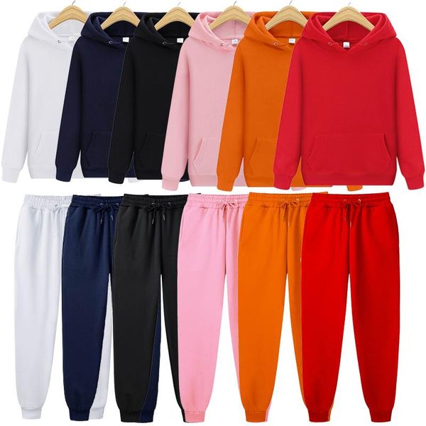 

men's tracksuits ladies casual wear suit sportswear solid color pullover + pants autumn and winter fashion tracksuit men, Gray