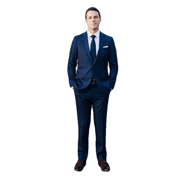 

men's suits & blazers (jacket+pants) navy blue tradition private custom made 2 piece generous simple suit business mens, White;black