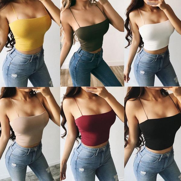 

2021 women crop off shoulder tube crop strapless bra tank vests camis ladies t shirt color tee shirt, White