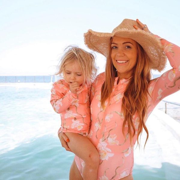 

two-piece suits know dream swimsuit sunscreen parent child mother daughter children's long sleeve diving