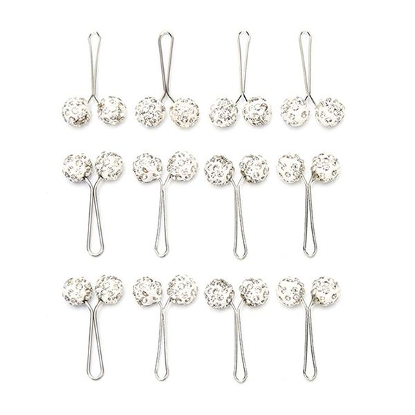 

pins, brooches 12 pcs/set muslim hijab scarf safety pin clips rhinestone ball brooch fashion jewelry decoration, Gray