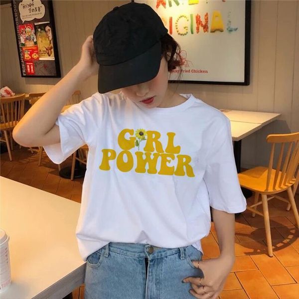 

feminists harajuku feminist feminism women t shirts graphic print girl power kawaii, White
