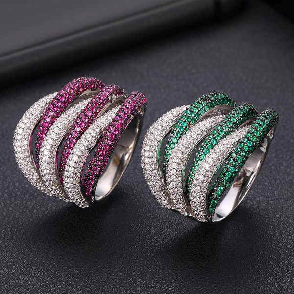 

wedding rings dubai bridal finger ring jewelry luxury cross geometry cubic zironium engagement, Slivery;golden