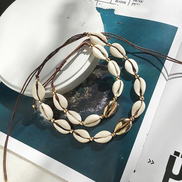 

earrings & necklace 2021 bracelet set simple beaded bohemain jewelry nature shell white/gold color puka bracelets, Silver