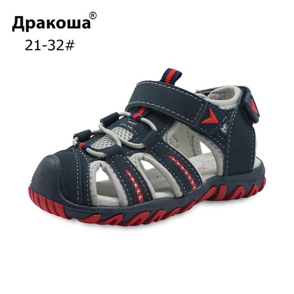 Apakowa Sommer Sandalen Jungen Neue Mode Kinder Sport Sandalen Bogen Unterstützung Rutschfeste Kleinkind Strand Sandalen für Kinderschuhe 210306