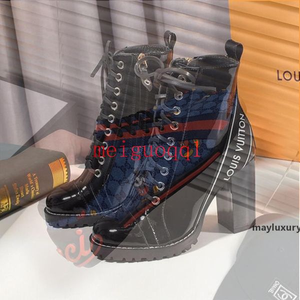 

new women ankle boots fashion chunky heel luxury star trail ankle boot chaussures de femme womens shoes fashion type comfortable luxury33, Black