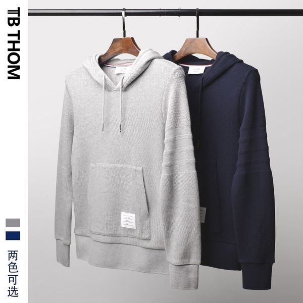 

strength thom honeycomb mesh fabric tb hooded men's sweater pullover hoodie coat, Black