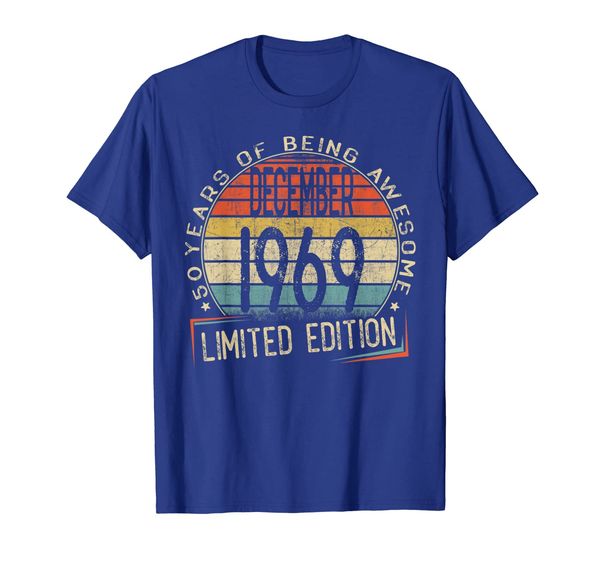 

50 years old 50th birthday gift born in december 1969 tshirt, White;black