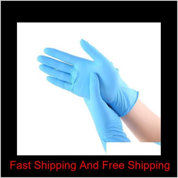 

us stock blue nitrile disposable gloves powder (non latex) - pack of 100 pieces gloves anti-skid anti-ac qylhuu lyqlove