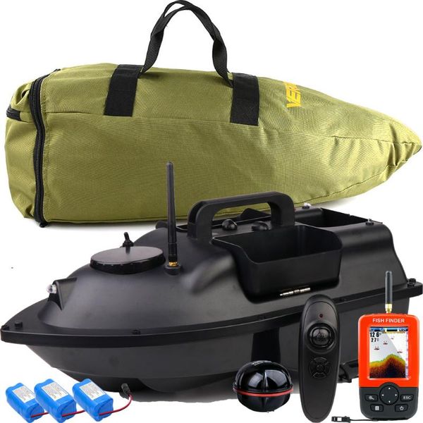 

fish finder very100 500m rc wireless angling bait boat with 3 hoppers hook/bait post,gps sensor fishfinder,handbag,batteries fishing