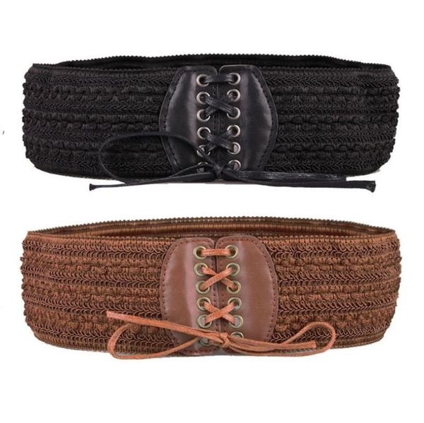 

belts hirigin fashion belt women 2021 retro bandage stretch buckles wasitband wide desigher for high quality, Black;brown