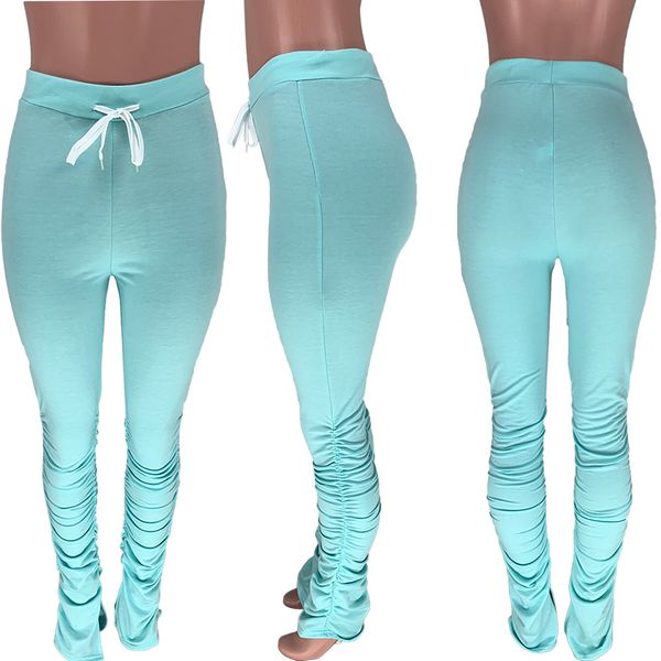 

stacked leggings pant women sweatpants soild pleated ruched pant stacked pants women legging fitness jogger outfit drop shipping, White