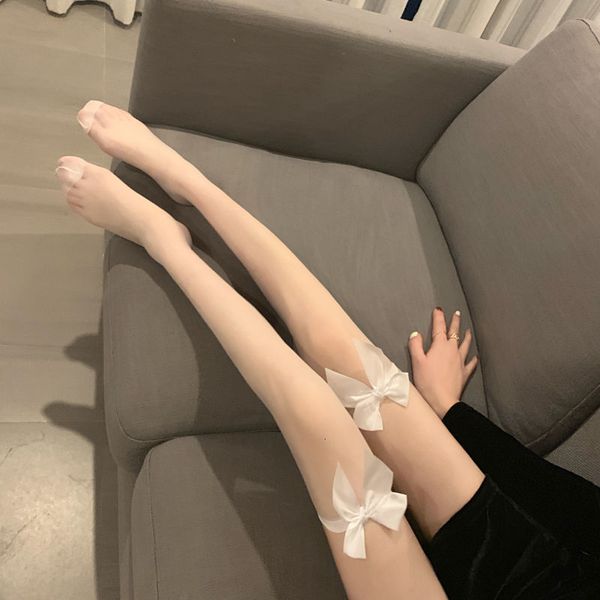 

bow women's summer net red black ins long tube stockings jk lovely white silk lori ultra thin, Black;white