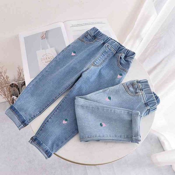 

2021 children's new spring and autumn baby foreign girls' jeans pants, Blue