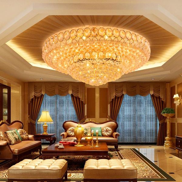 

ceiling lights led light modern crystal lamps round golden fixture home indoor lighting 3 white color changeable