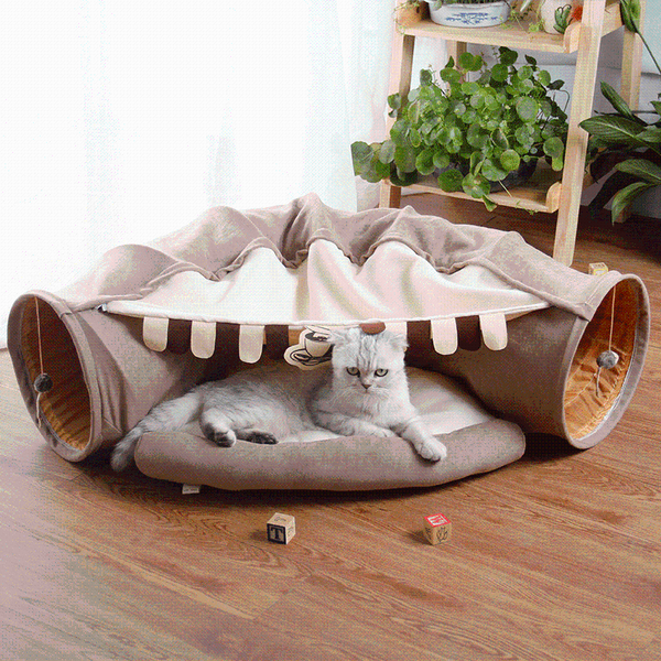 

small animal supplies pet tunnel with mat cat puppy teaser funny hide toys collapsible long 126cm coffee green
