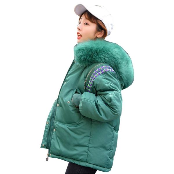 

women's trench coats women winter jacket hooded heavy hair loose students clothes 6911, Tan;black