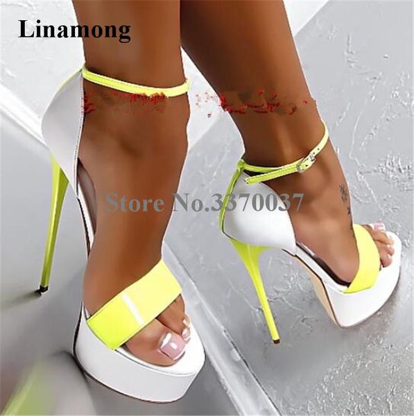 

dress shoes women fashion open toe one strap patent leather high platform sandals ankle super heel evening club shoe, Black