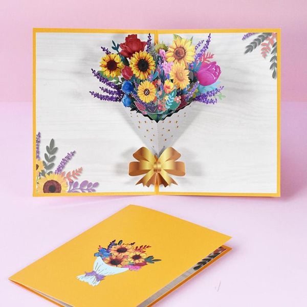 

party favor 70% drop 3d effect greeting card beautiful paper flower decor blessing for teachers